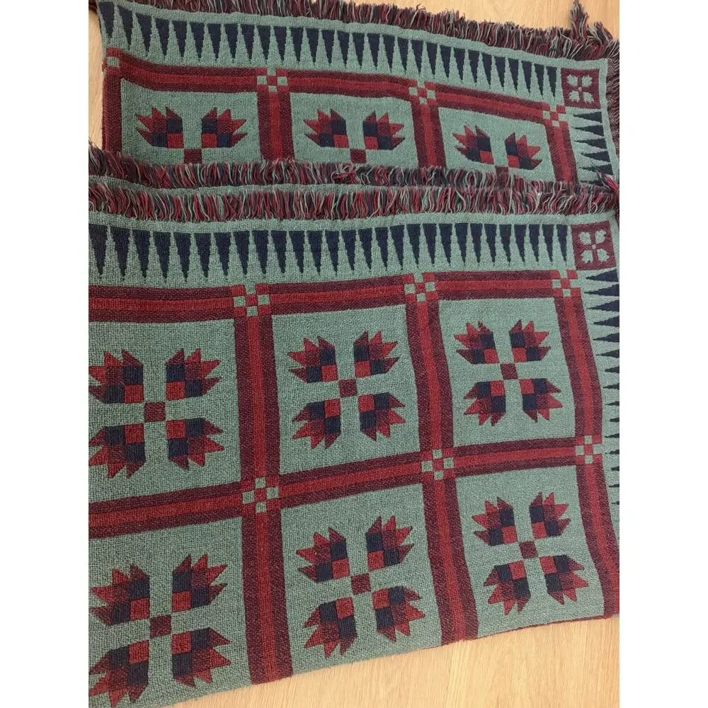 Vintage Southwestern Set Of Two Native American Style Blankets Throw